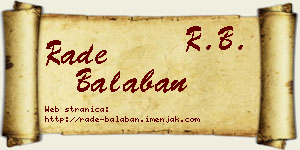 Rade Balaban vizit kartica